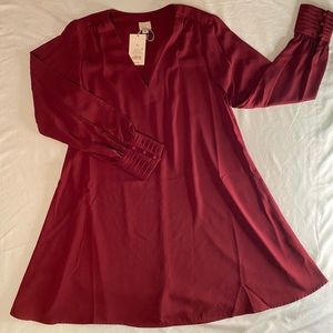 NWT | A•New•Day | XS | Burgundy long sleeve dress